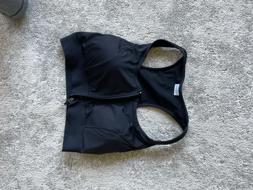 Amoena Gloria Zipper Medium Support Sports Bra Black Size L 44070